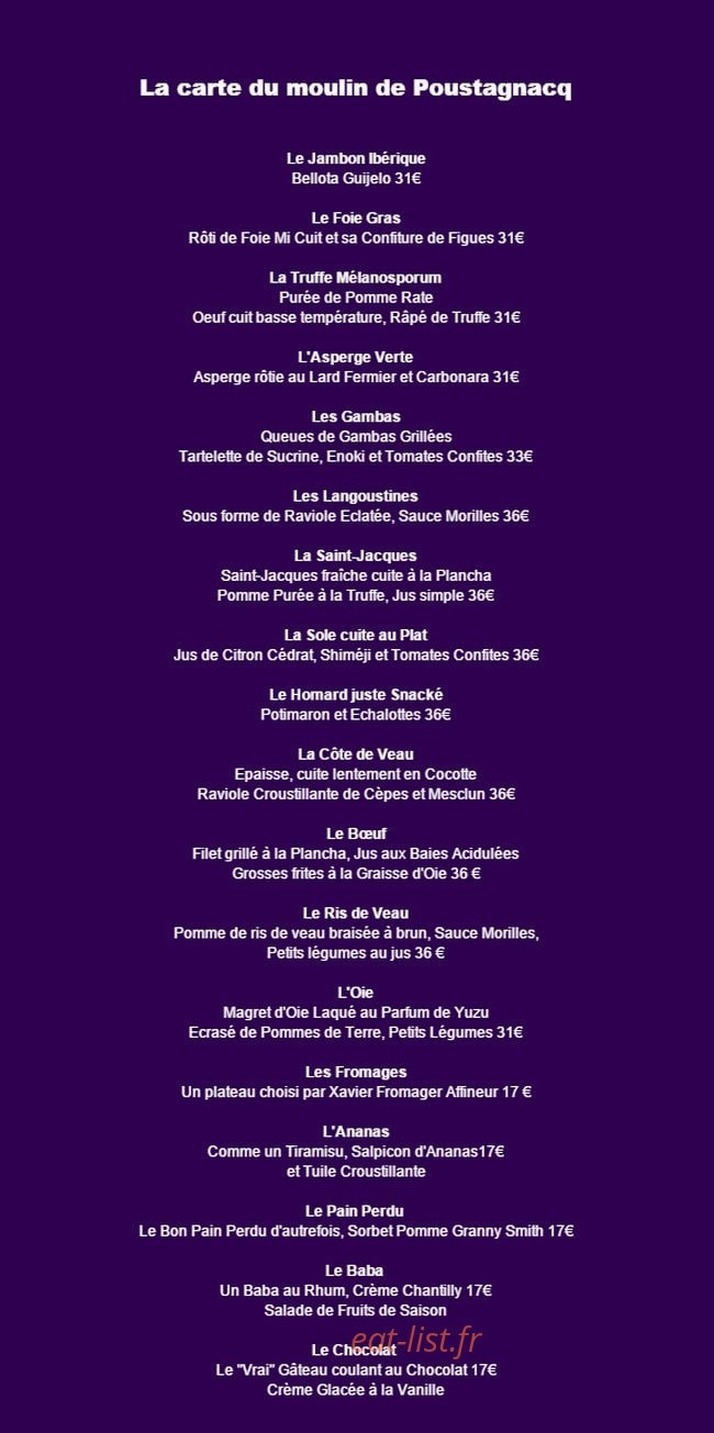 Le Moulin de Poustagnacq — carte page 1