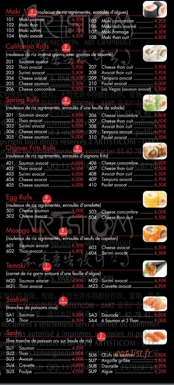 Autour du Sushi — carte page 5