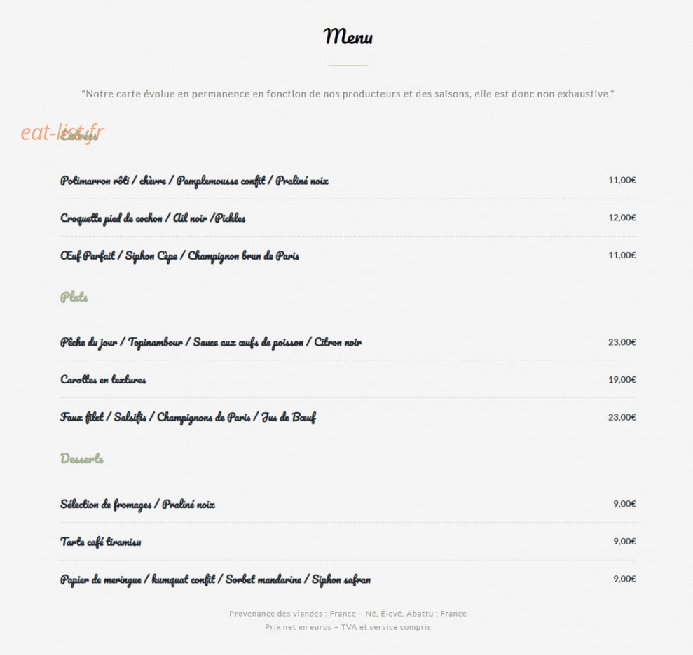 Brut maison de cuisine — carte page 1