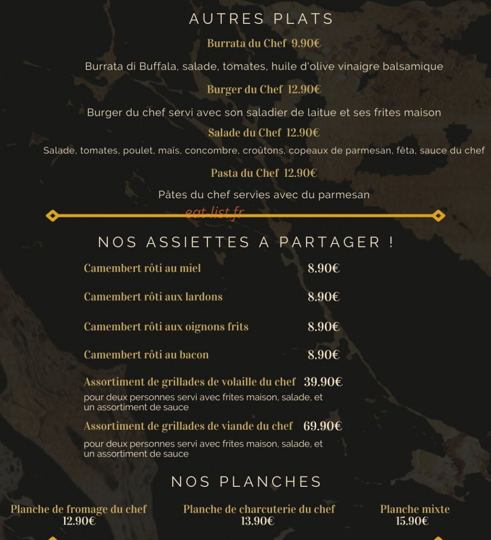 Chef Gourmet — carte page 4