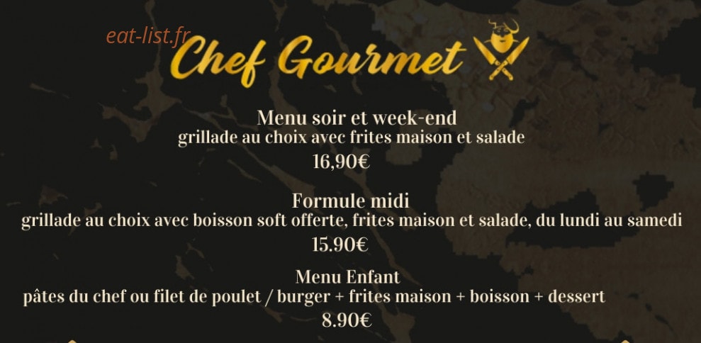 Chef Gourmet — carte page 1