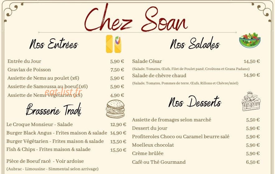 Chez Soan — carte page 2