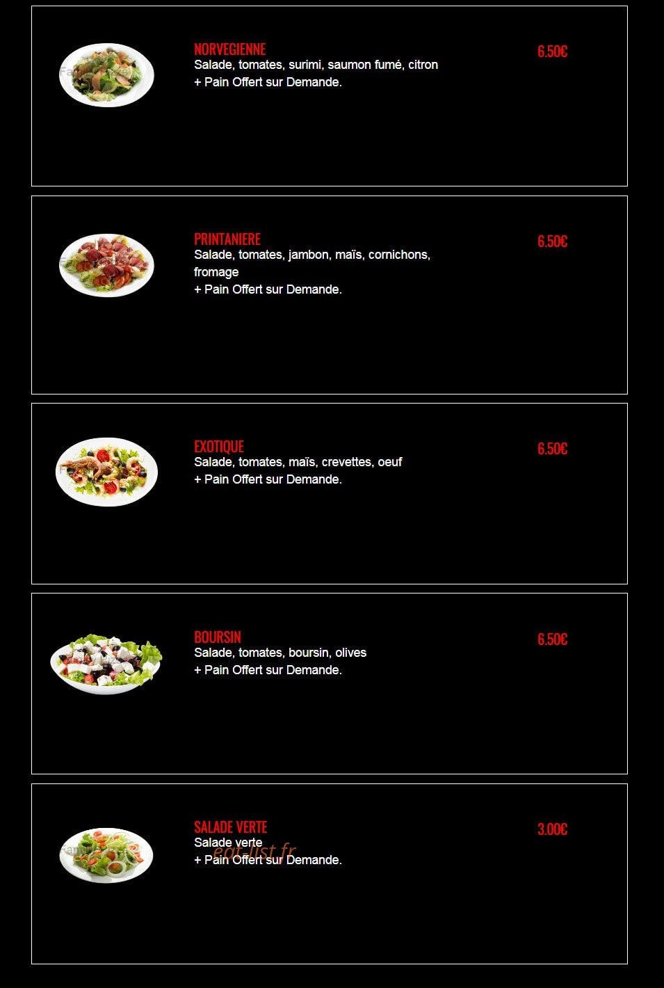 Familly Pizza — carte page 25