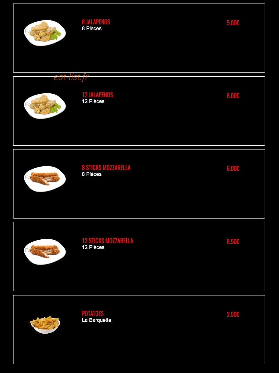Familly Pizza — carte page 19