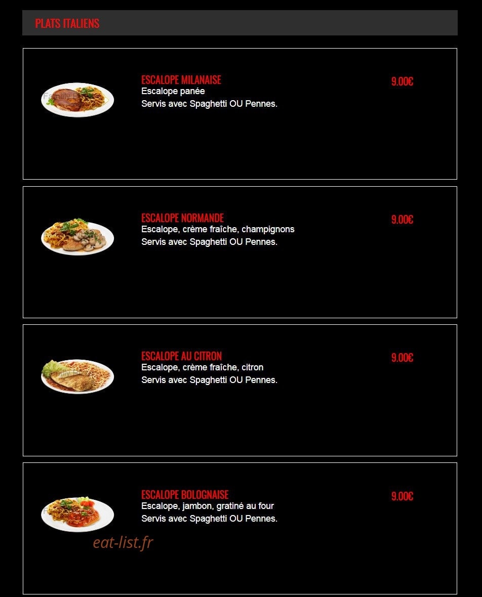 Familly Pizza — carte page 13