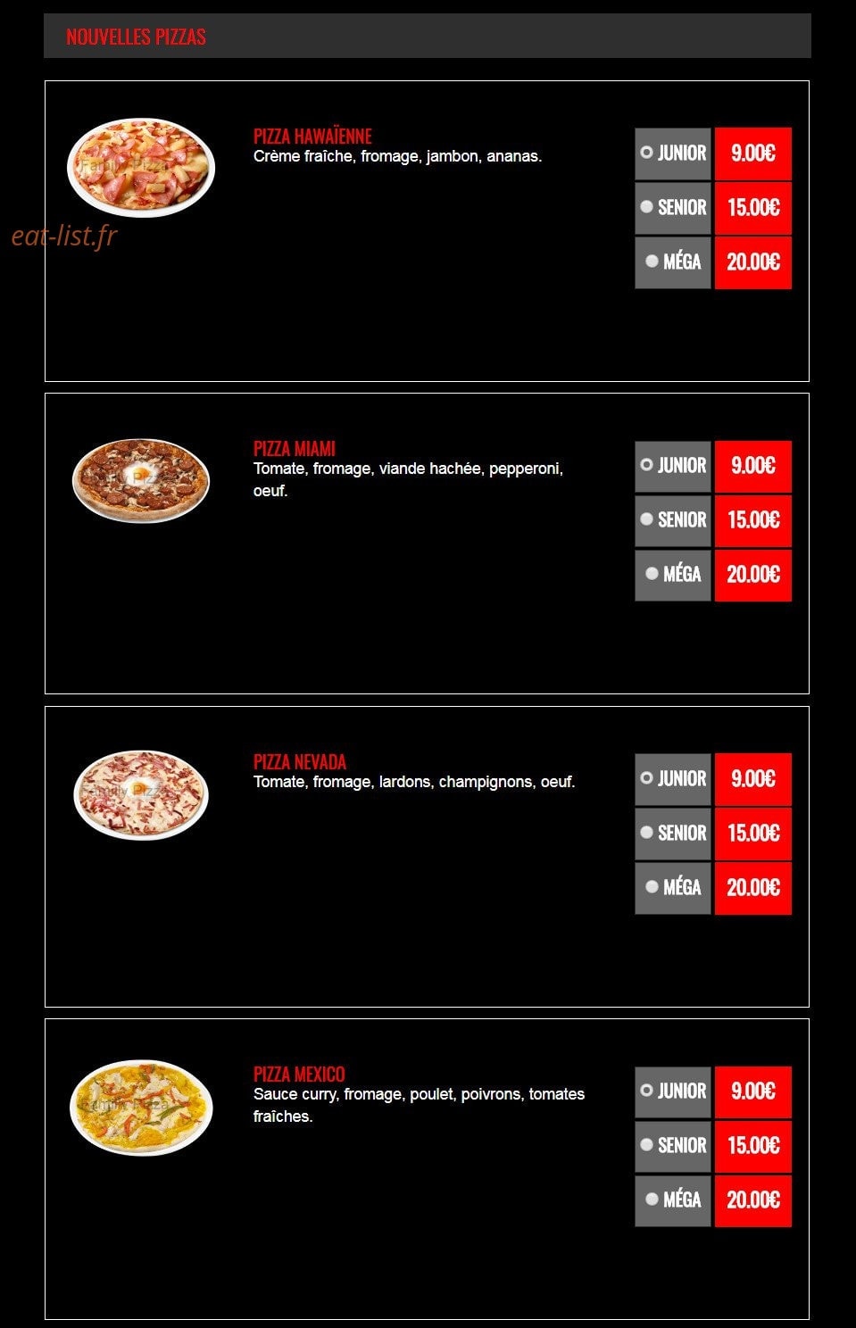 Familly Pizza — carte page 8