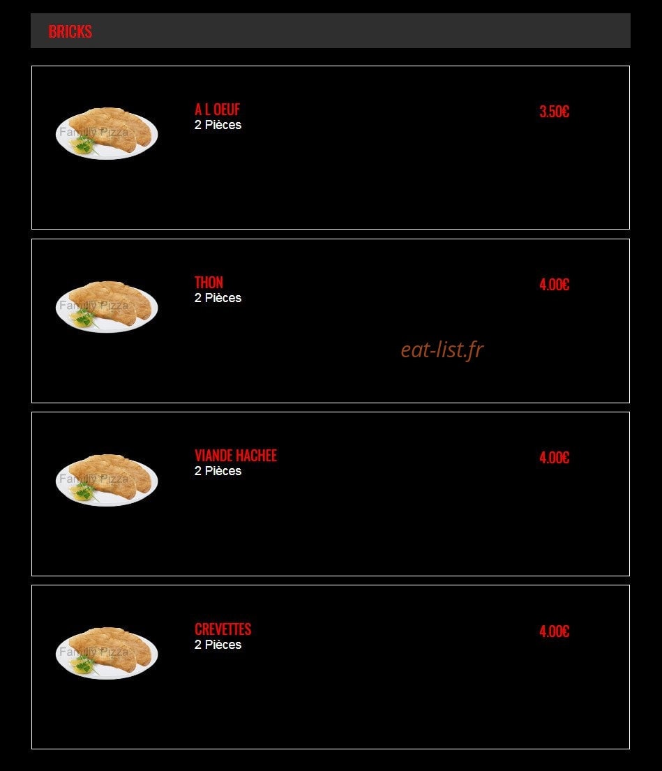 Familly Pizza — carte page 23