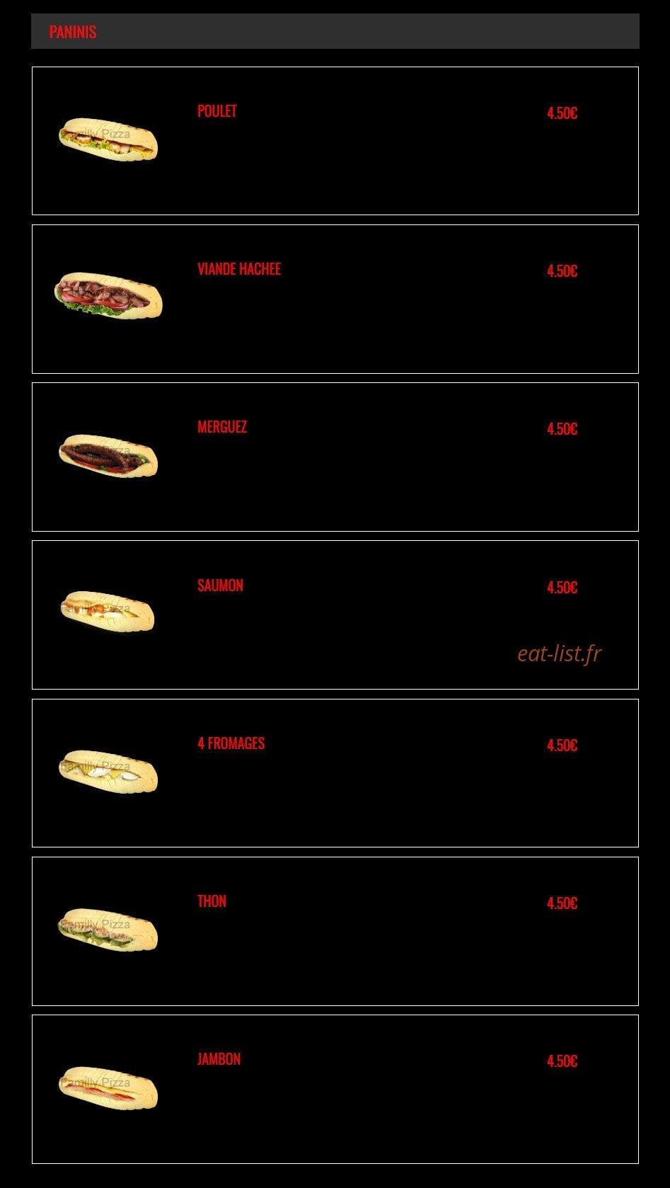Familly Pizza — carte page 17