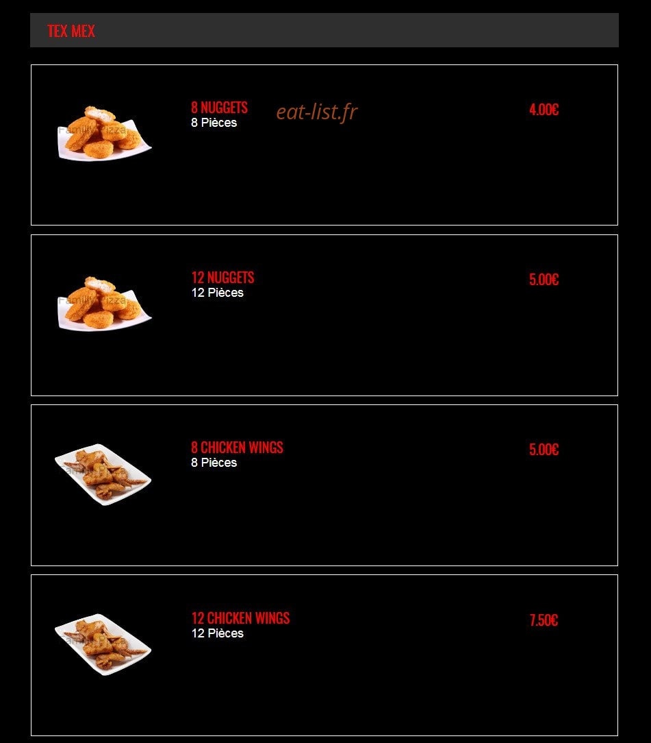 Familly Pizza — carte page 18