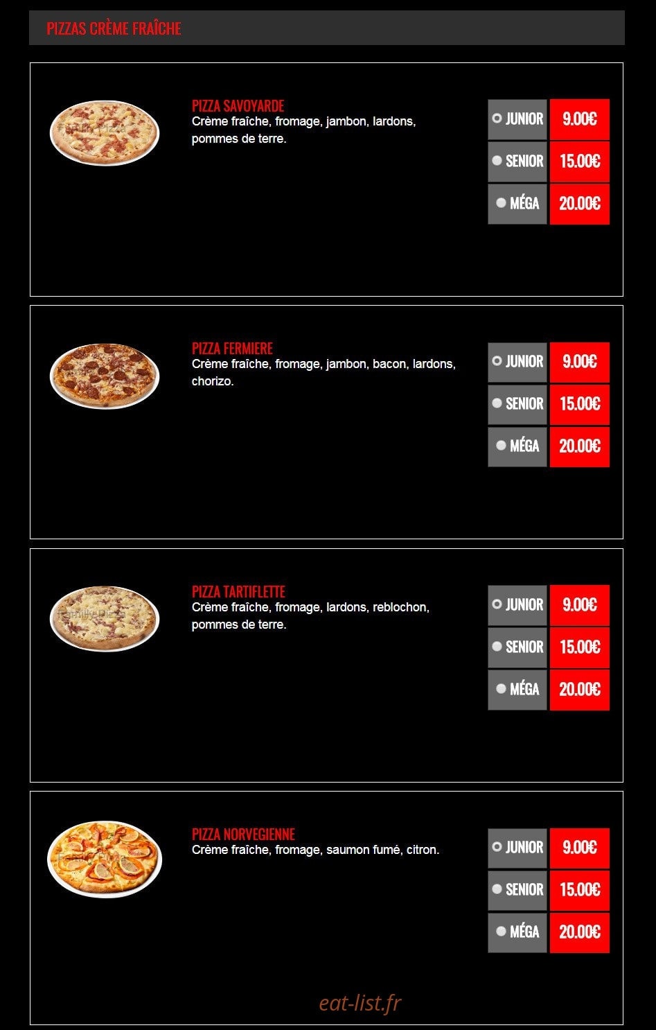Familly Pizza — carte page 6