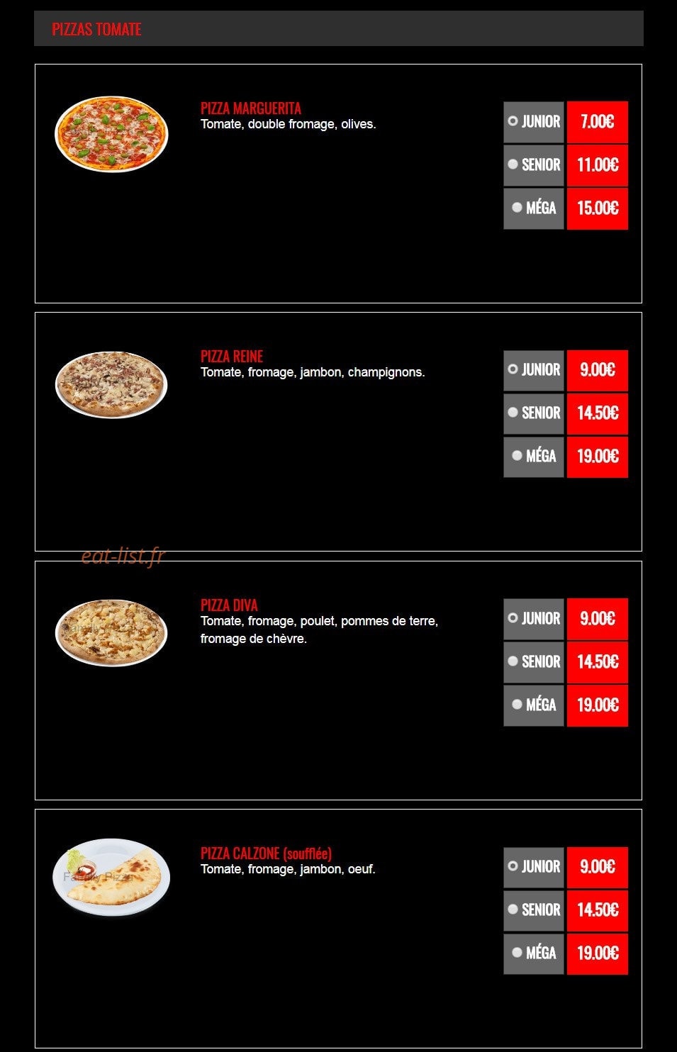 Familly Pizza — carte page 2