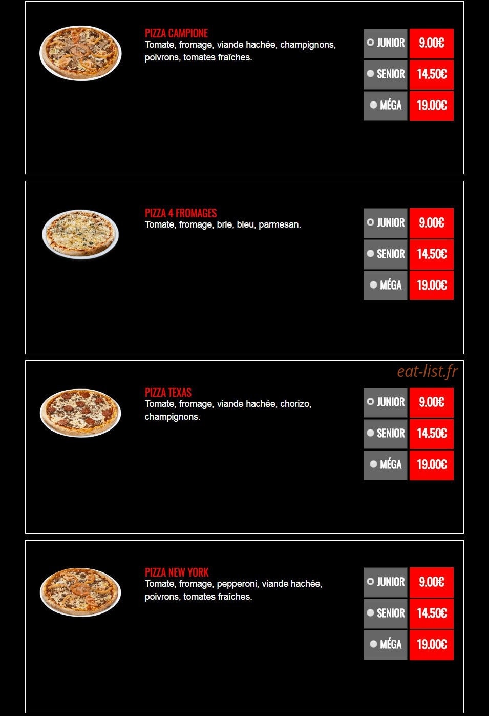 Familly Pizza — carte page 4