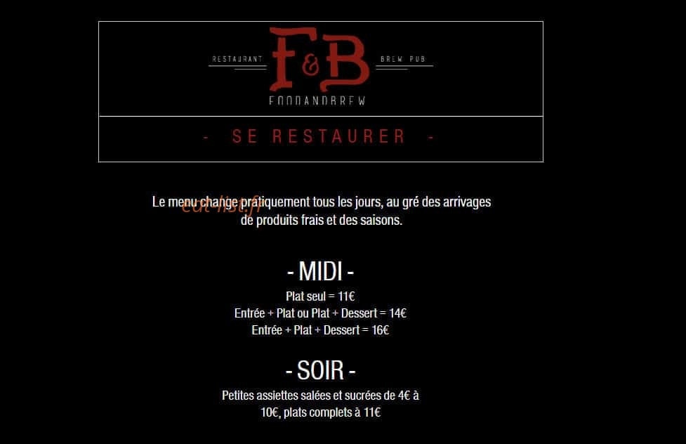 Food & Brew — carte page 1