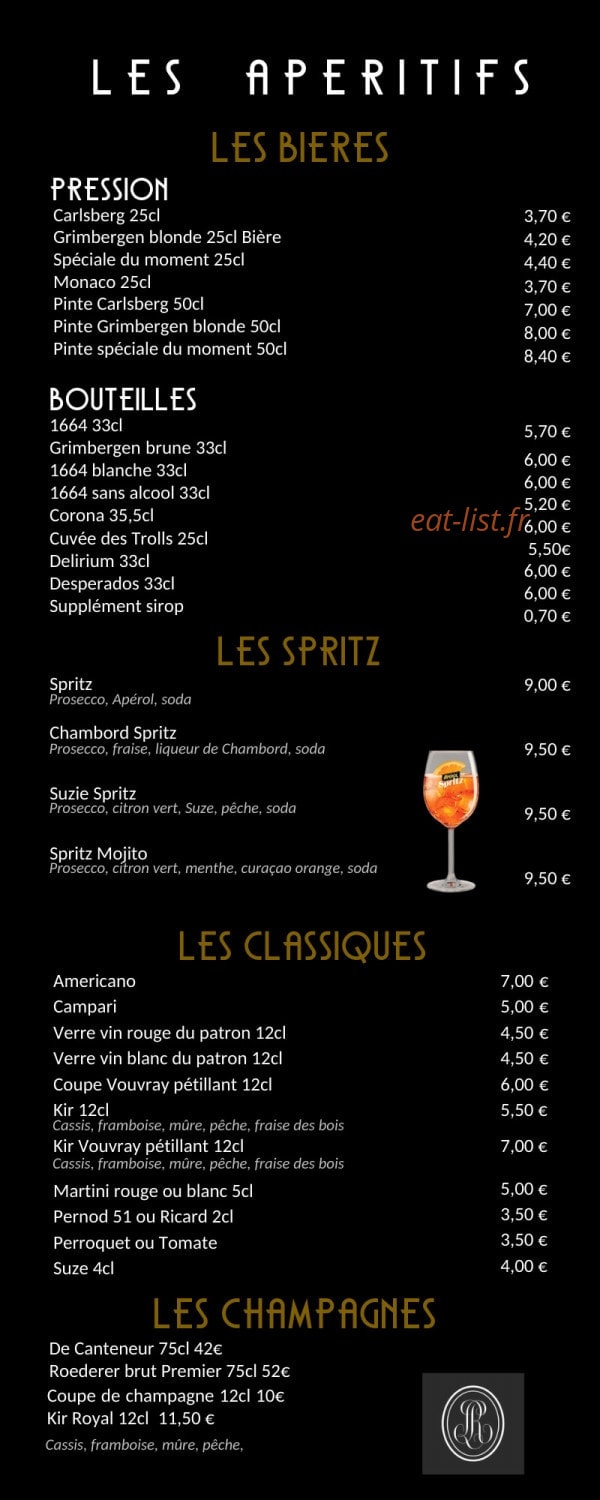 Le Petit Bistro — carte page 1