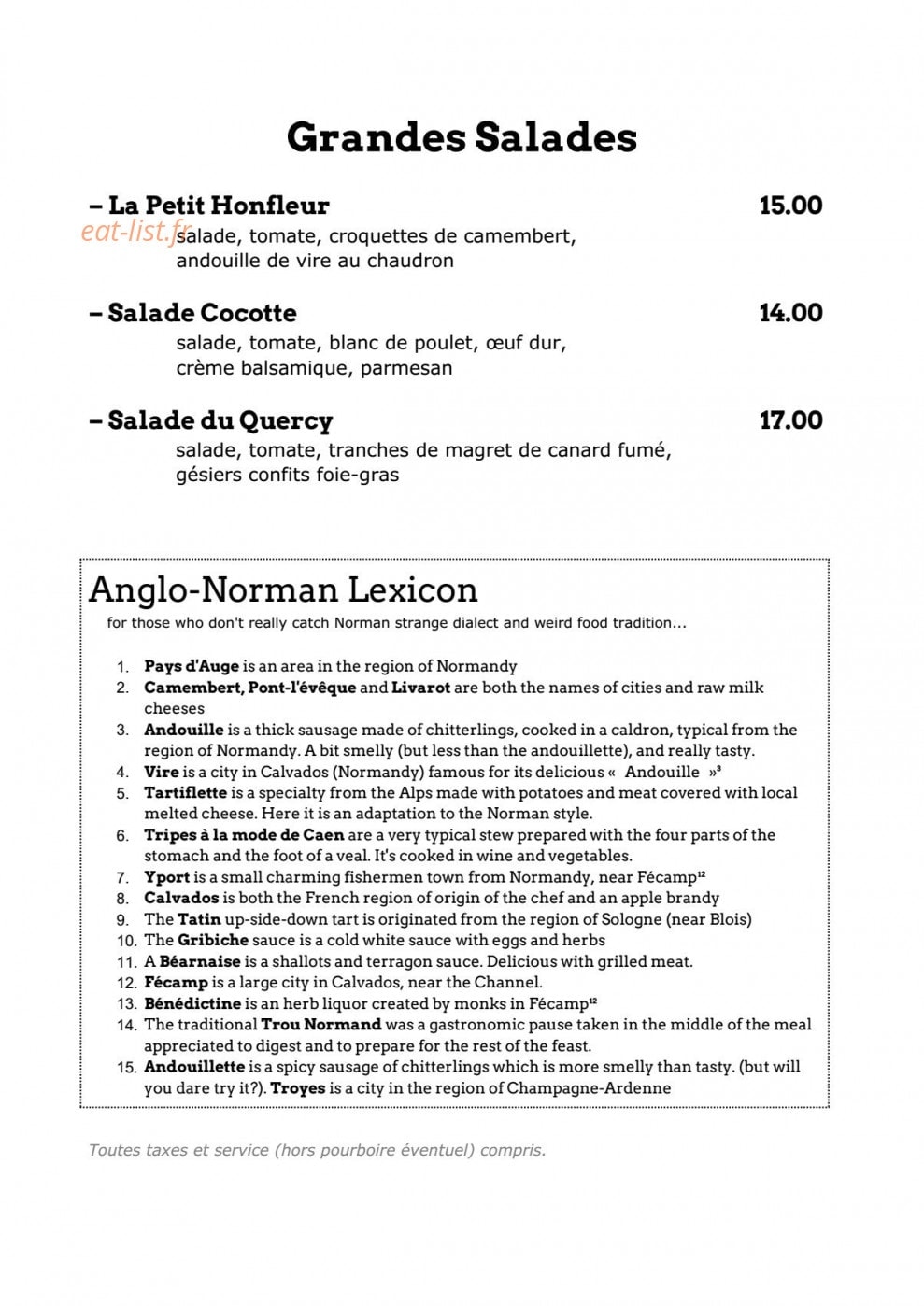 Le Petit Honfleur — carte page 3