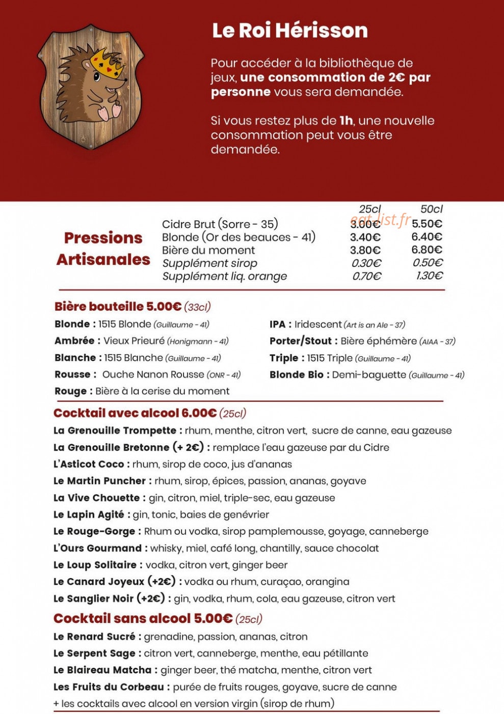 Le Roi Hérisson — carte page 1