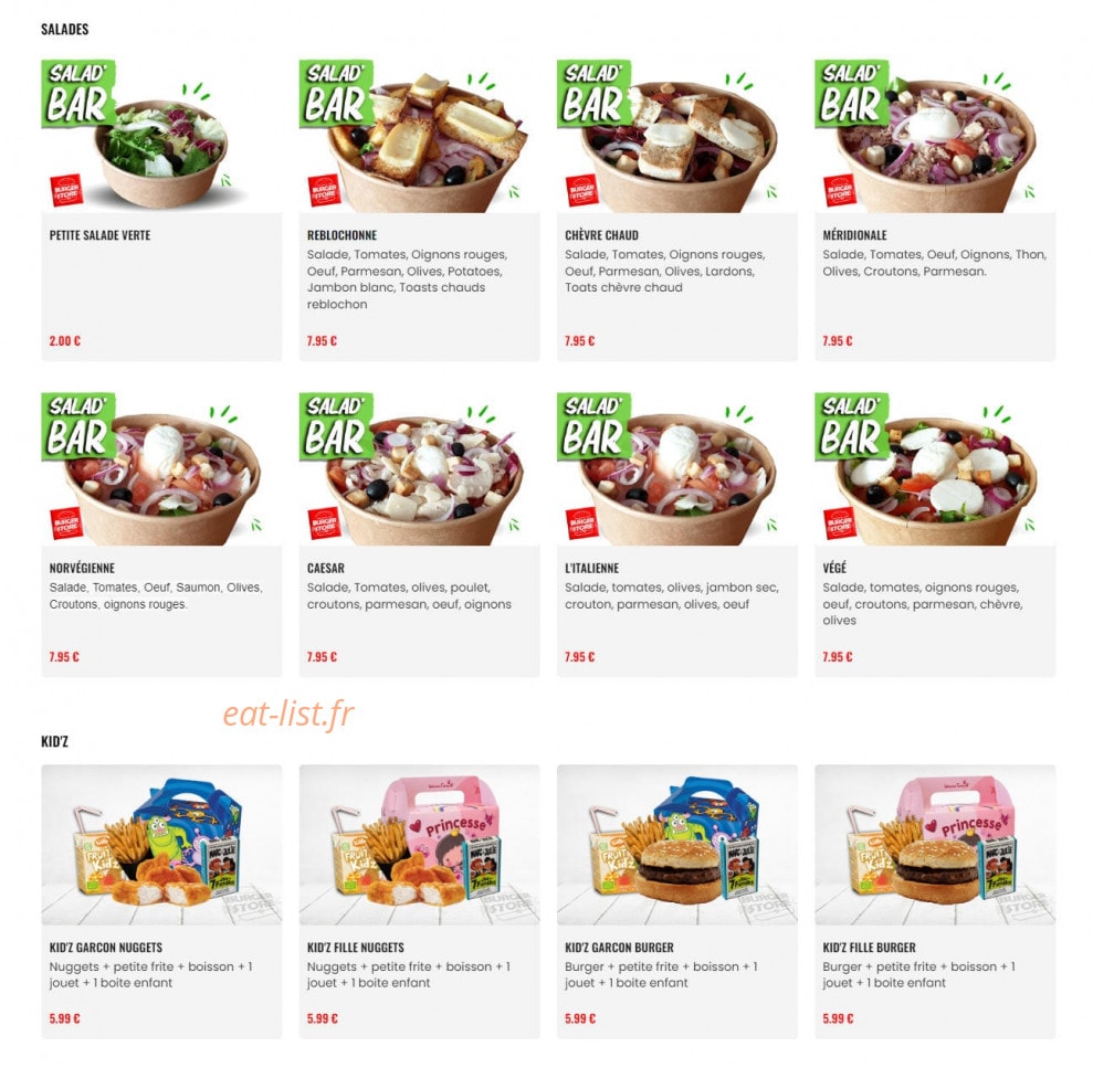 Original Burger Store — carte page 4