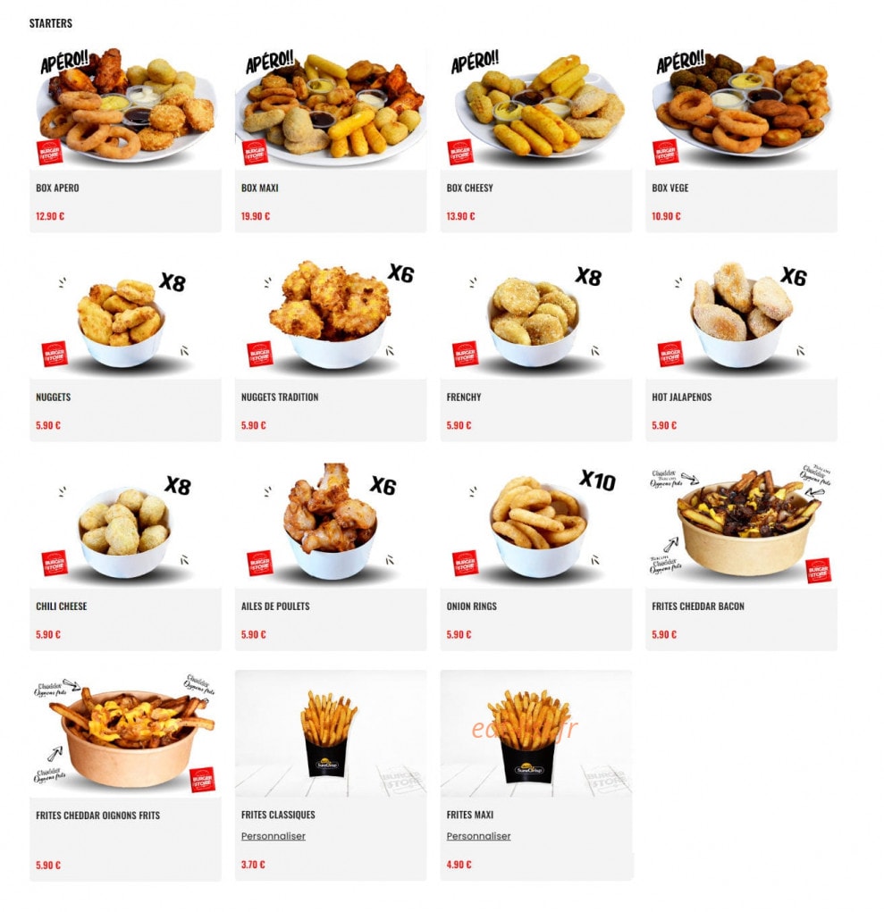 Original Burger Store — carte page 3