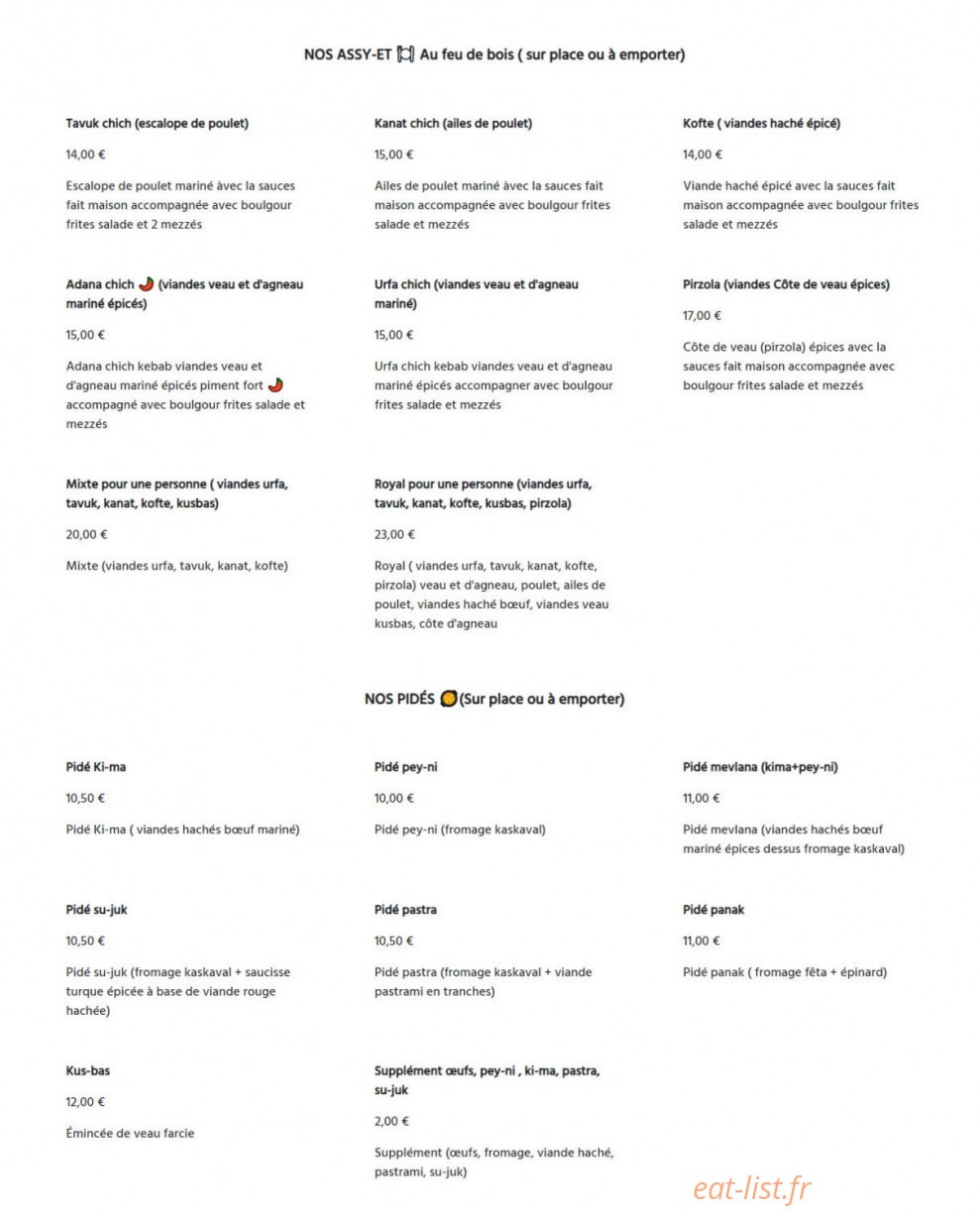 Royal Grill — carte page 1