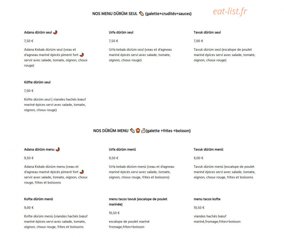 Royal Grill — carte page 2