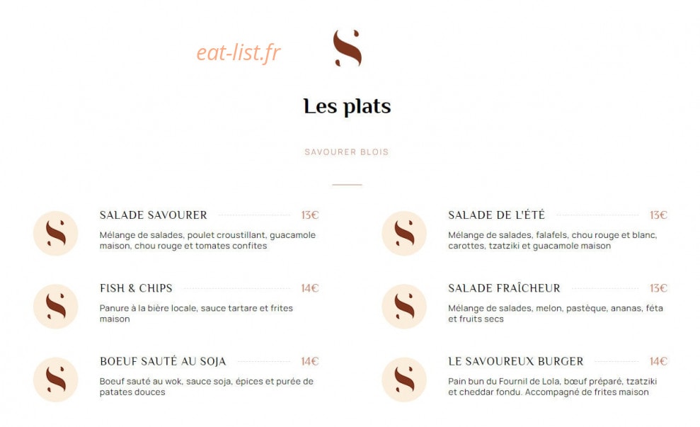 Savourer — carte page 2