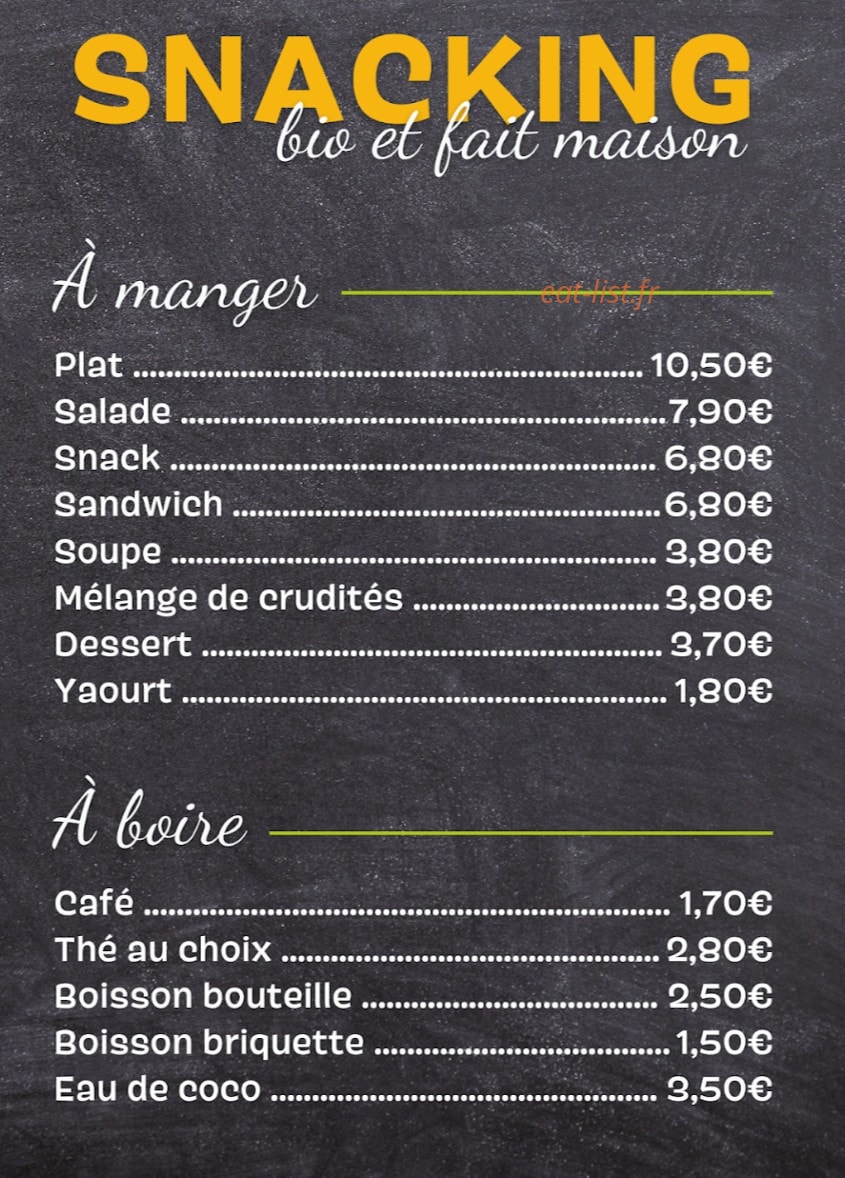 Snacking Biocoop — carte page 1