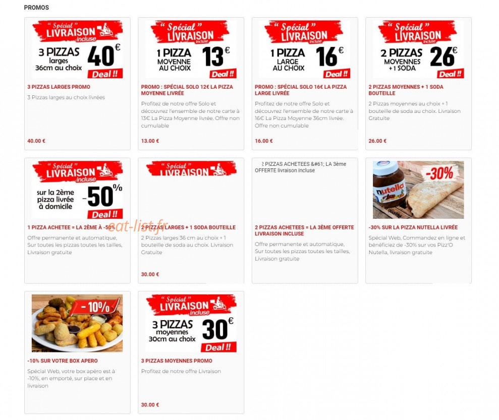 Speedy Pizz — carte page 1