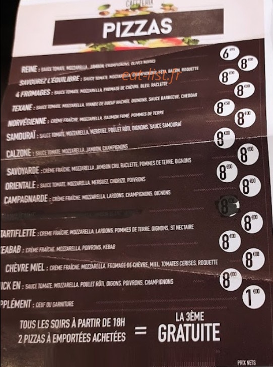 Cora Cafétéria — carte page 1