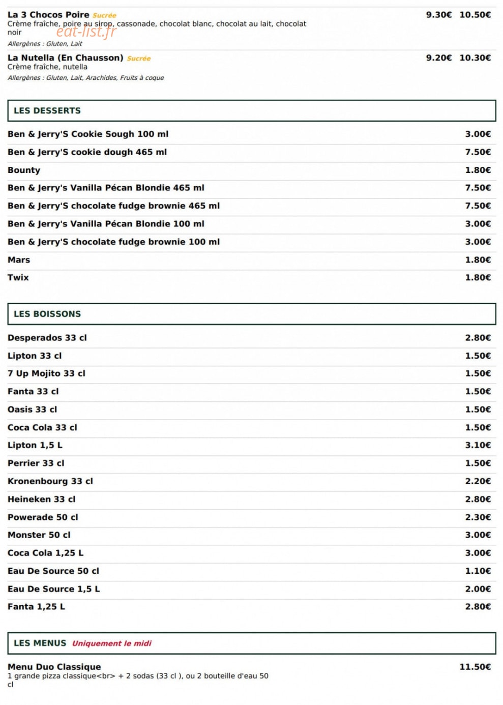 Le Kiosque à Pizzas — carte page 5