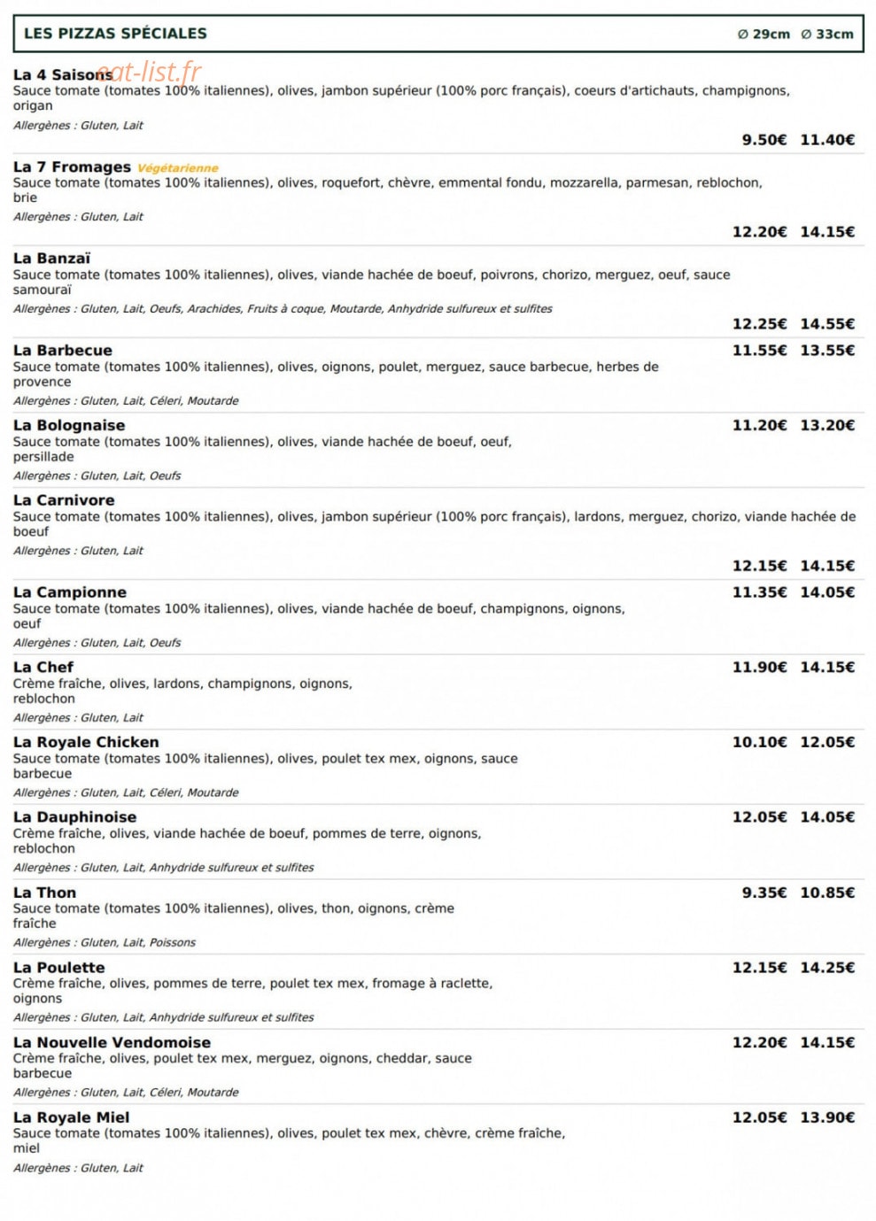 Le Kiosque à Pizzas — carte page 3