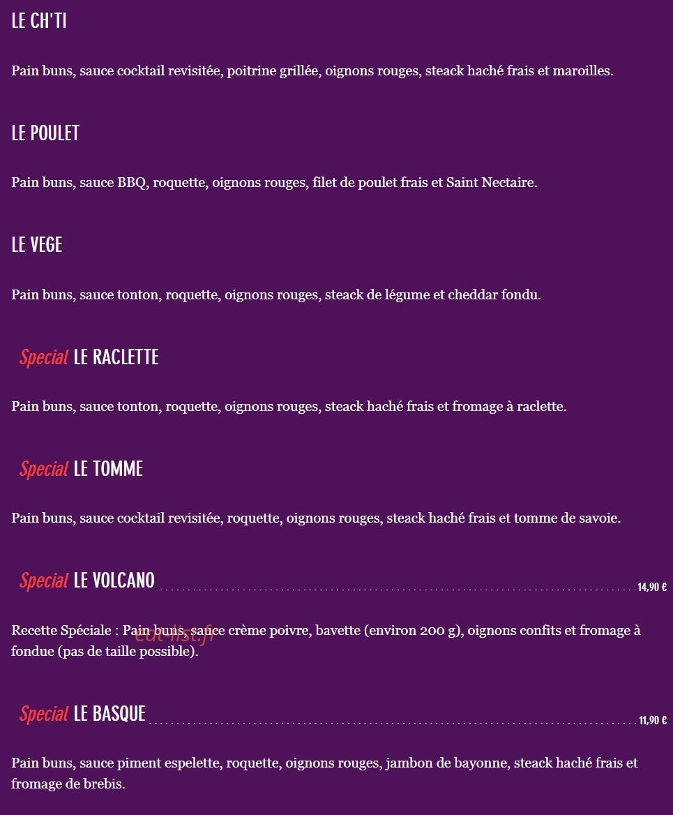 Burger Squad — carte page 3