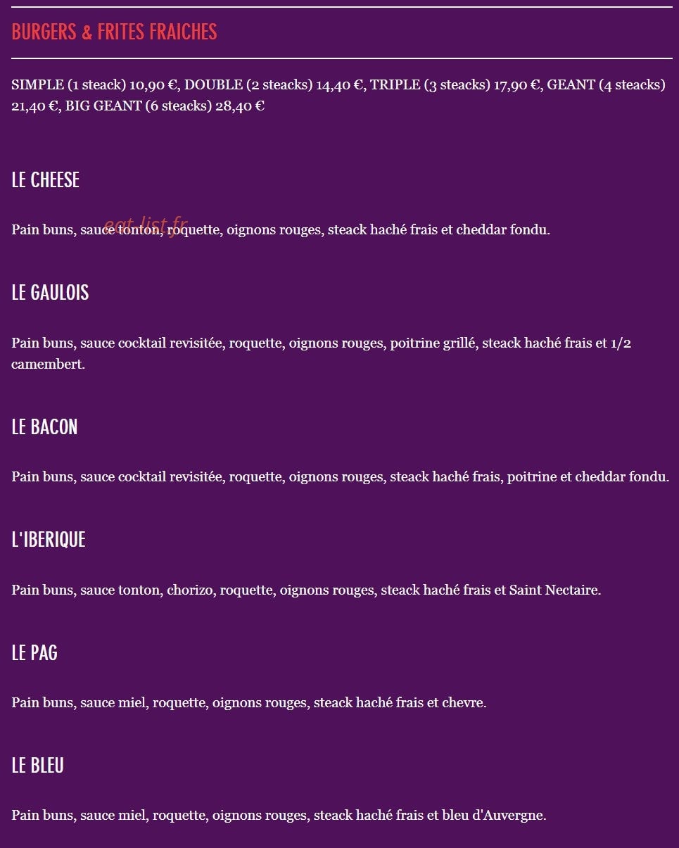 Burger Squad — carte page 2