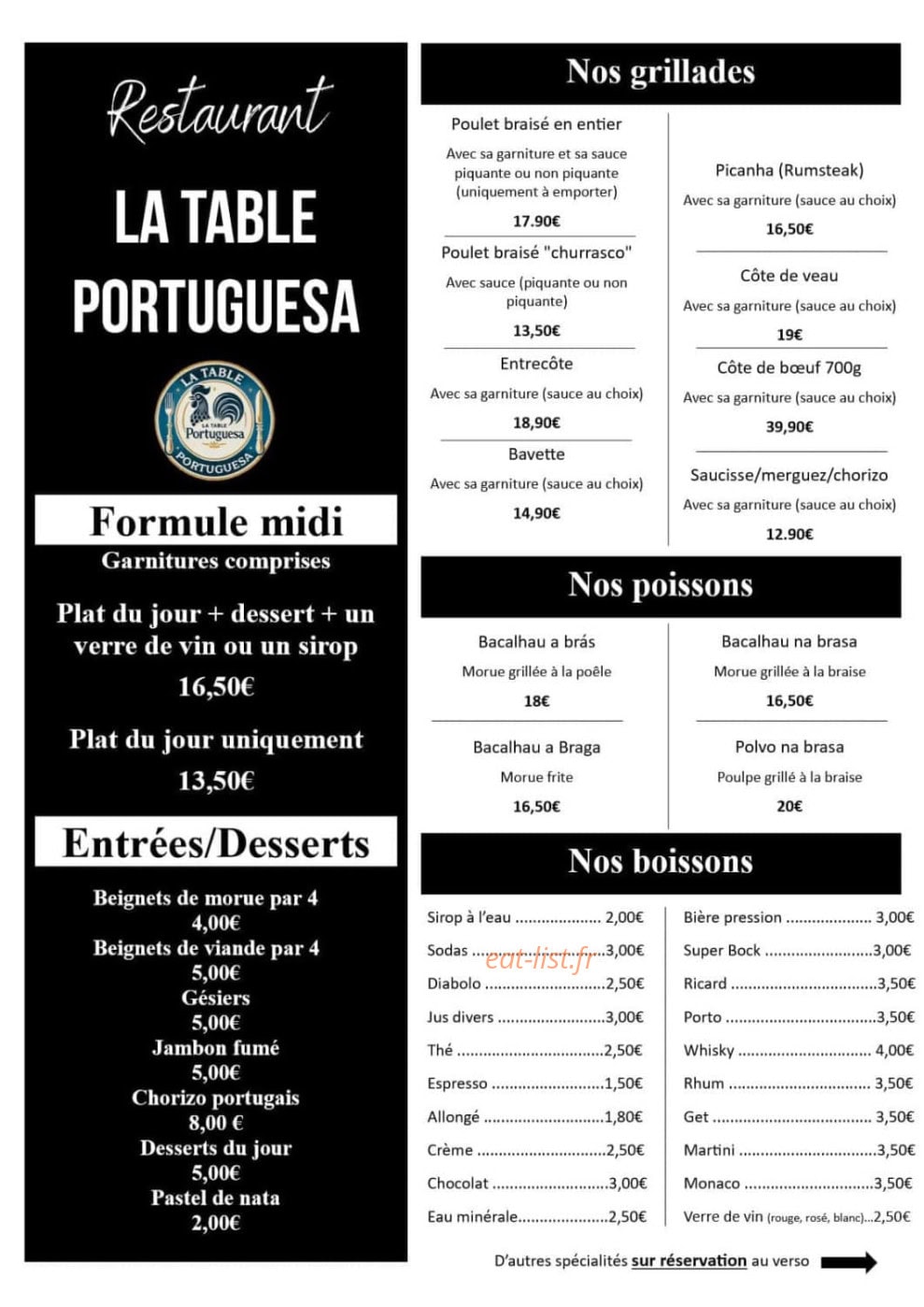 La Table Portuguesa — carte page 1