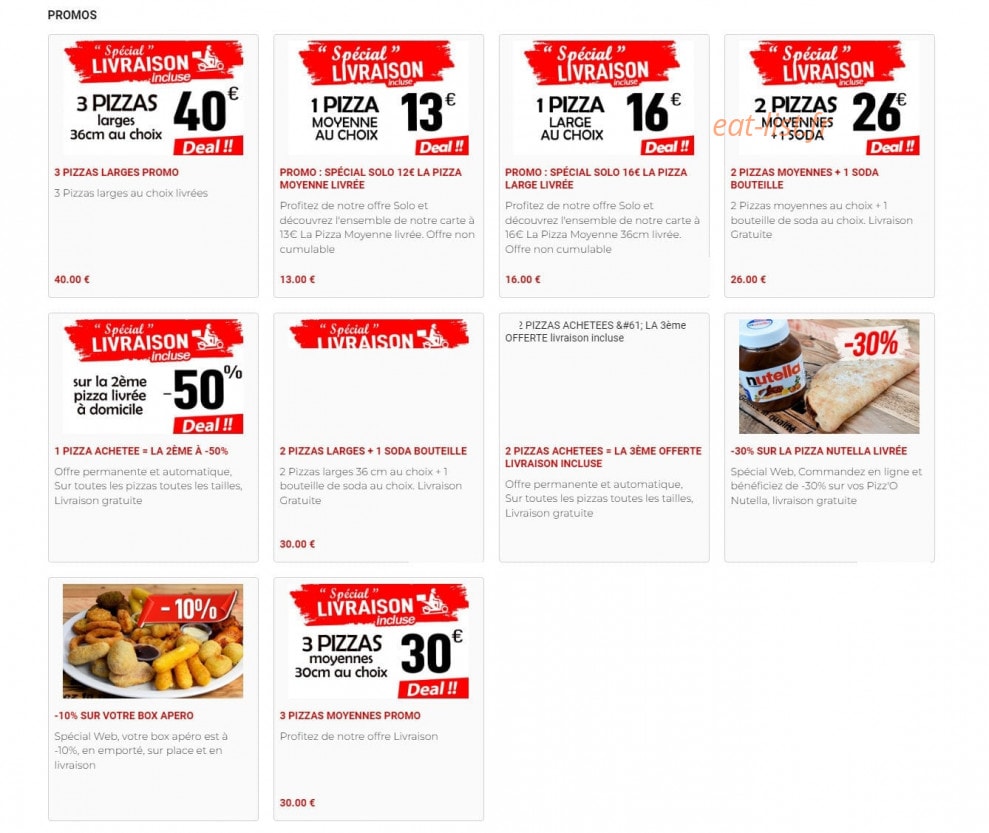 Speedy Pizz — carte page 1