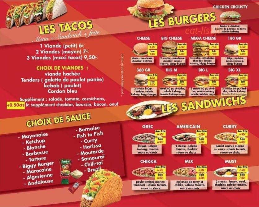 Tacos food — carte page 1