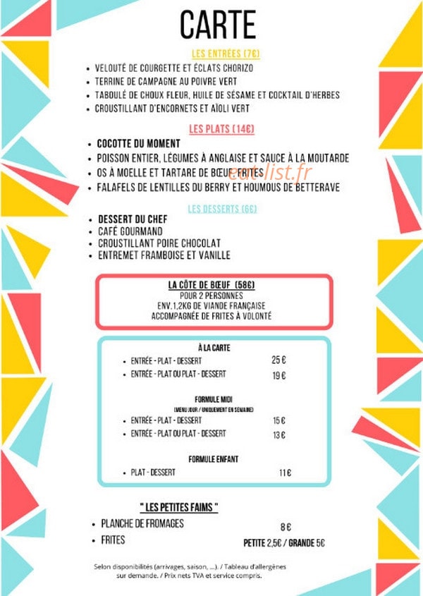 La Cocotte 41 — carte page 1
