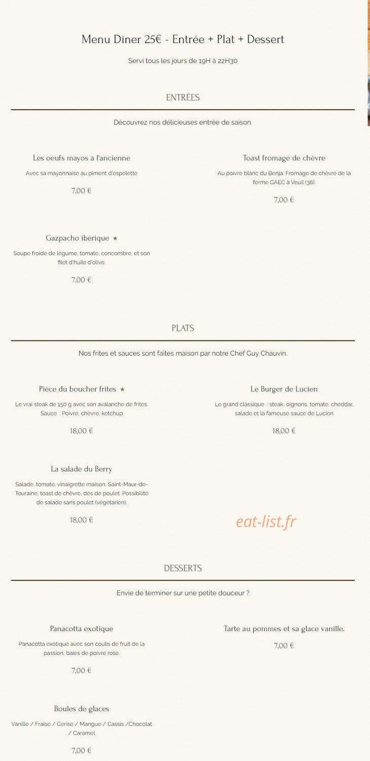 Chez Lucien — carte page 1