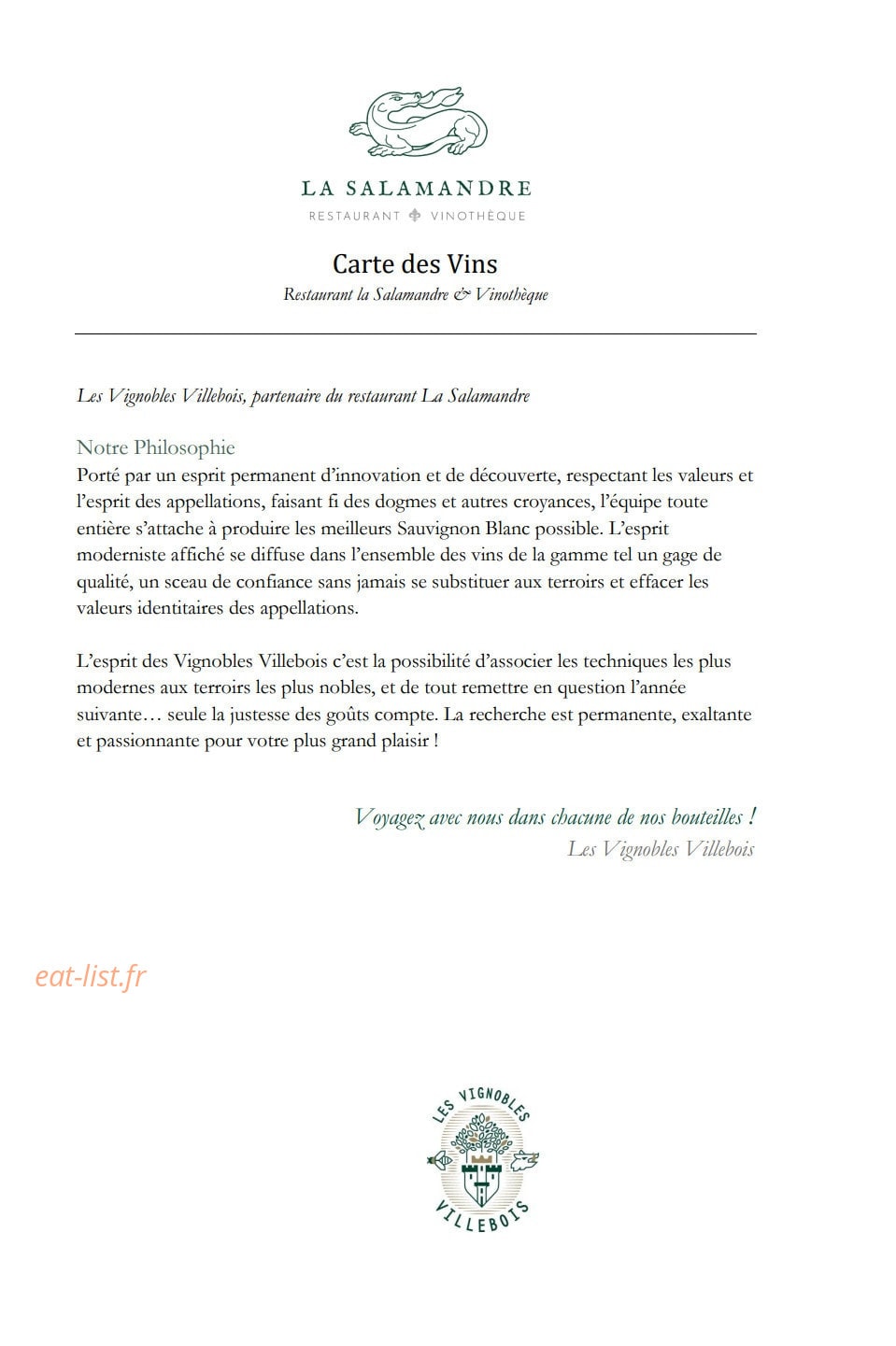 La Salamandre — carte page 6
