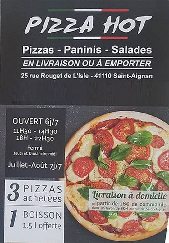Pizza Hot — carte page 1