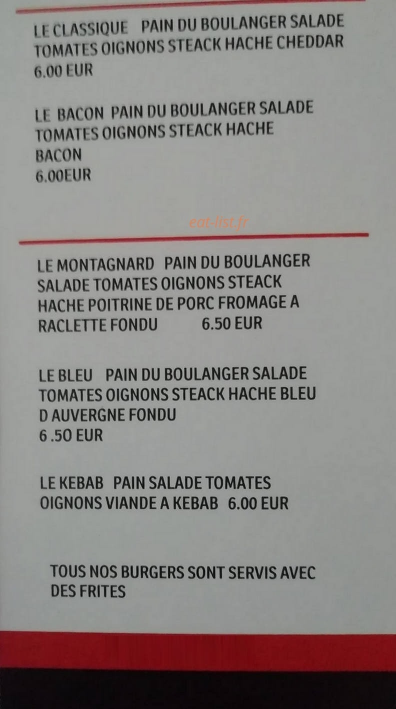 Rapid-burgers — carte page 1