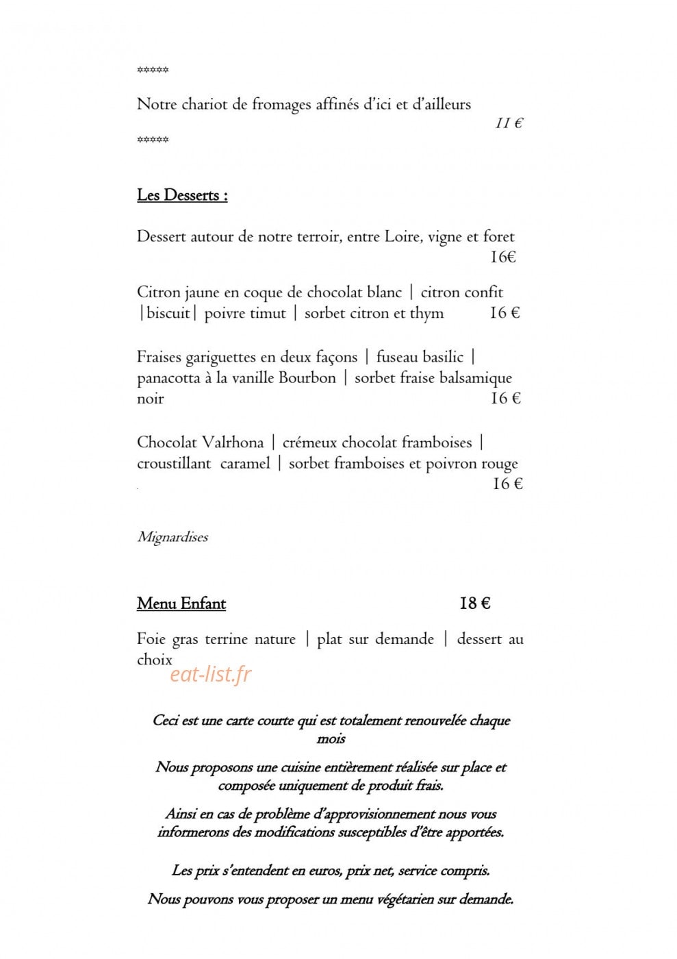 Auberge de la Caillère — carte page 5