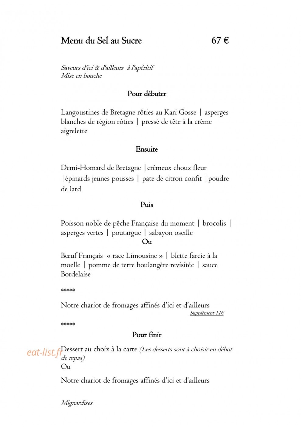 Auberge de la Caillère — carte page 2