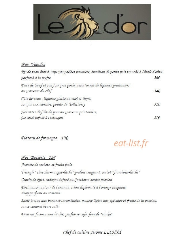 Le Lion d'Or — carte page 6