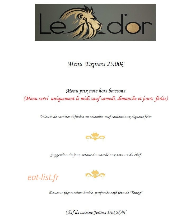Le Lion d'Or — carte page 1