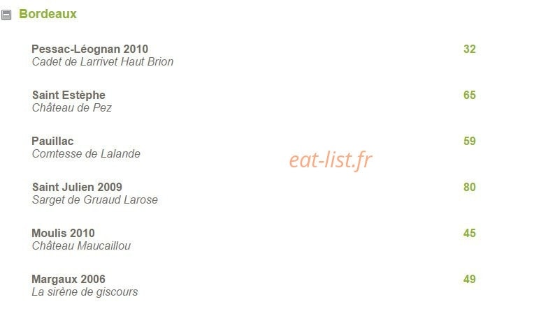 Restaurant La Vieille Tour — carte page 6