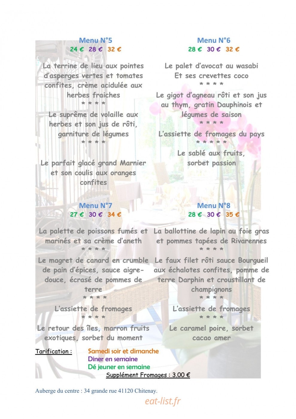 Auberge du Centre — carte page 8