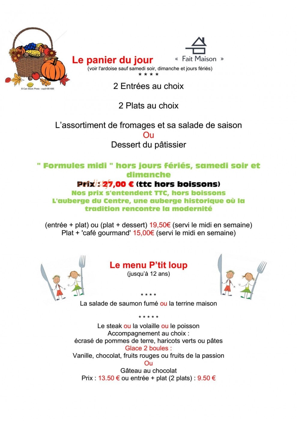 Auberge du Centre — carte page 3