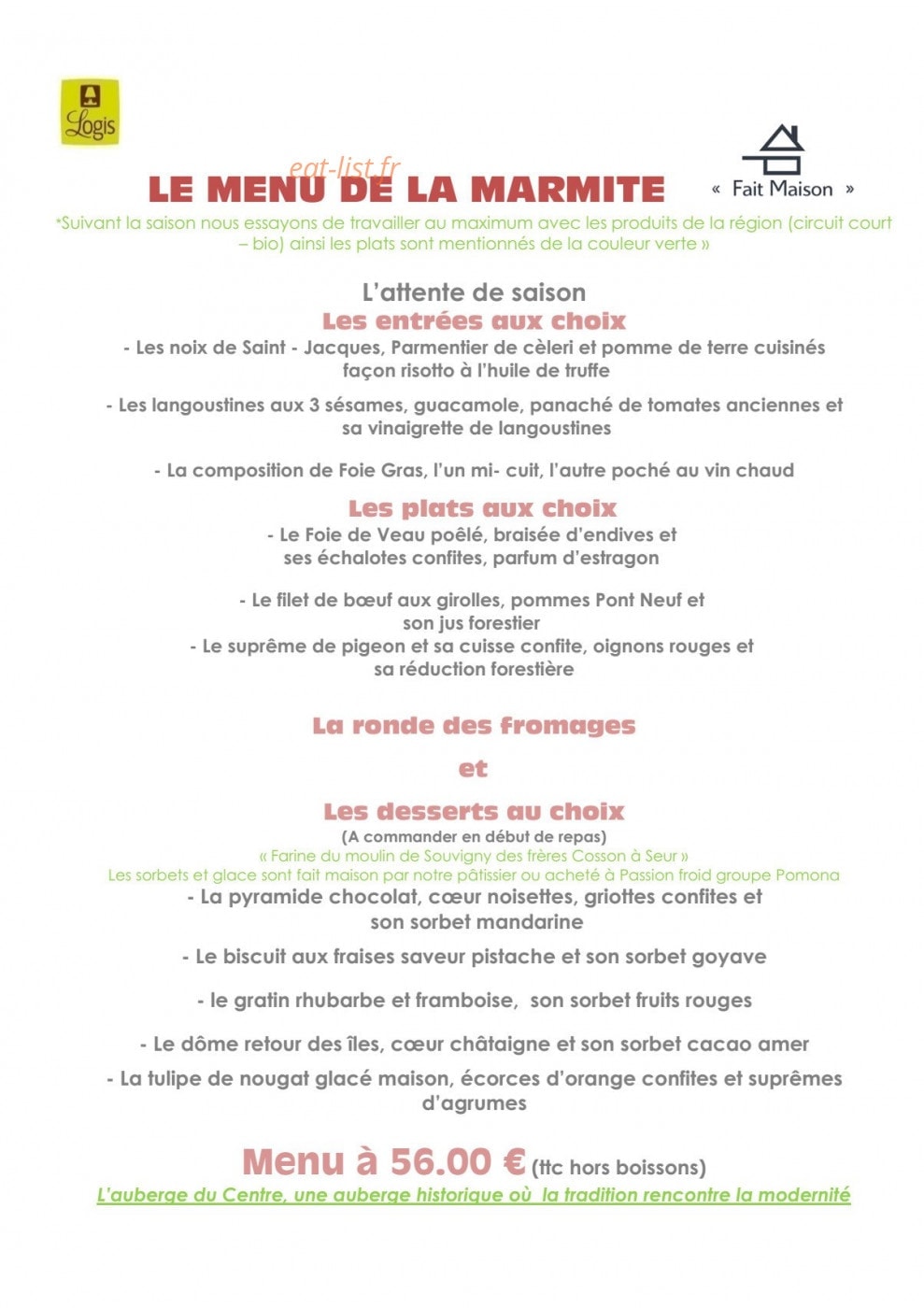 Auberge du Centre — carte page 5