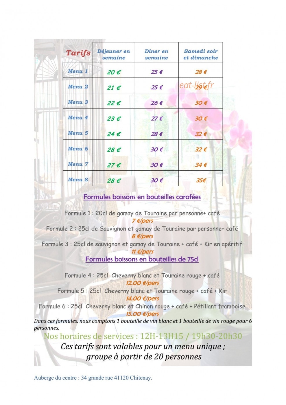 Auberge du Centre — carte page 9