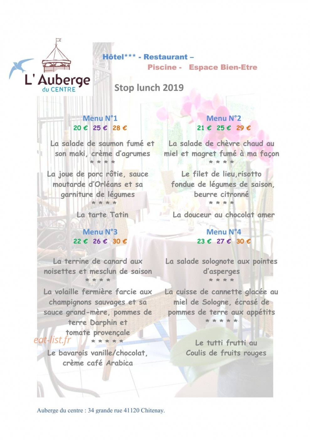 Auberge du Centre — carte page 7